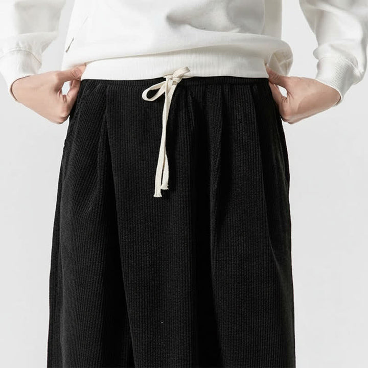 Buddha Stones Pantalon long en velours côtelé uni, coupe ample, avec cordon de serrage et poches, idéal pour l'automne et l'hiver. - image 22