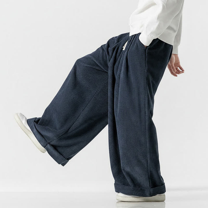 Buddha Stones Pantalon long en velours côtelé uni, coupe ample, avec cordon de serrage et poches, idéal pour l'automne et l'hiver. - image 14