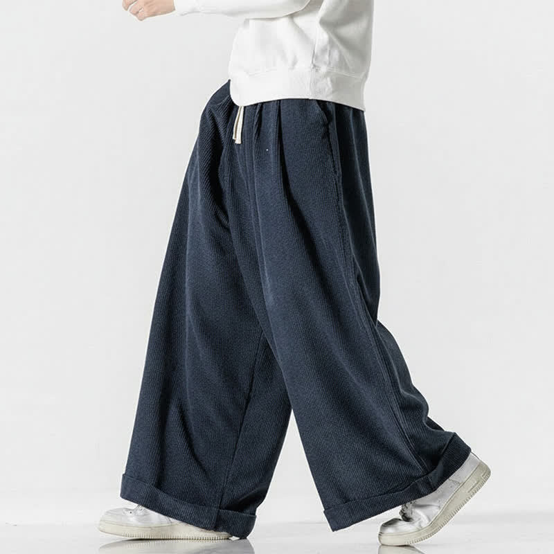 Buddha Stones Pantalon long en velours côtelé uni, coupe ample, avec cordon de serrage et poches, idéal pour l'automne et l'hiver. - image 13