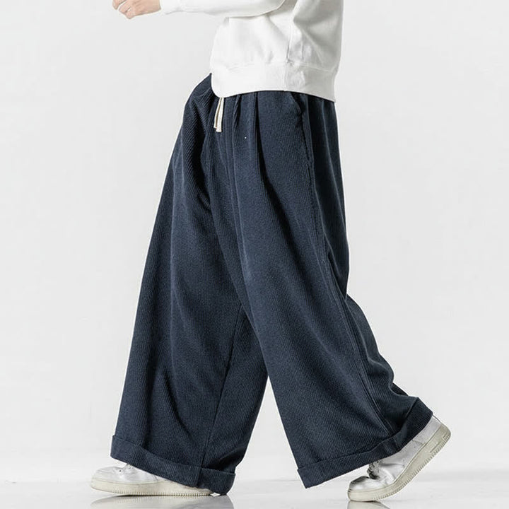 Buddha Stones Pantalon long en velours côtelé uni, coupe ample, avec cordon de serrage et poches, idéal pour l'automne et l'hiver. - image 13