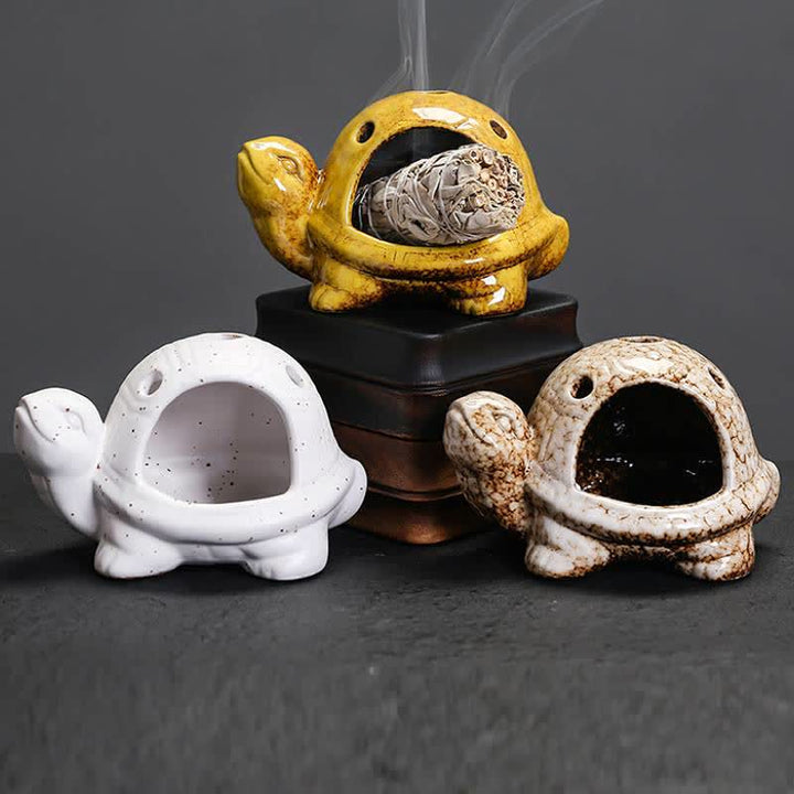 Buddha Stones Brûleur d'encens en céramique Tortue Endurance - image 18