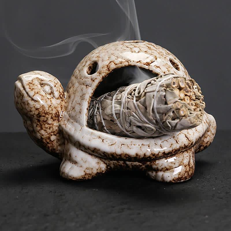 Buddha Stones Brûleur d'encens en céramique Tortue Endurance - Beige - image 7