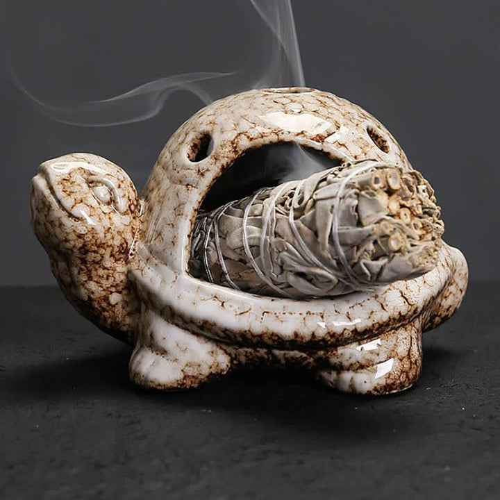 Buddha Stones Brûleur d'encens en céramique Tortue Endurance - Beige - image 7