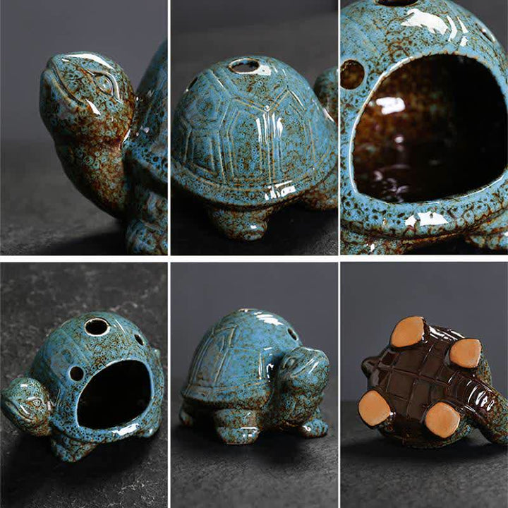 Buddha Stones Brûleur d'encens en céramique Tortue Endurance - image 2