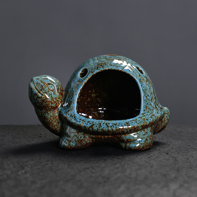 Buddha Stones Brûleur d'encens en céramique Tortue Endurance - image 1
