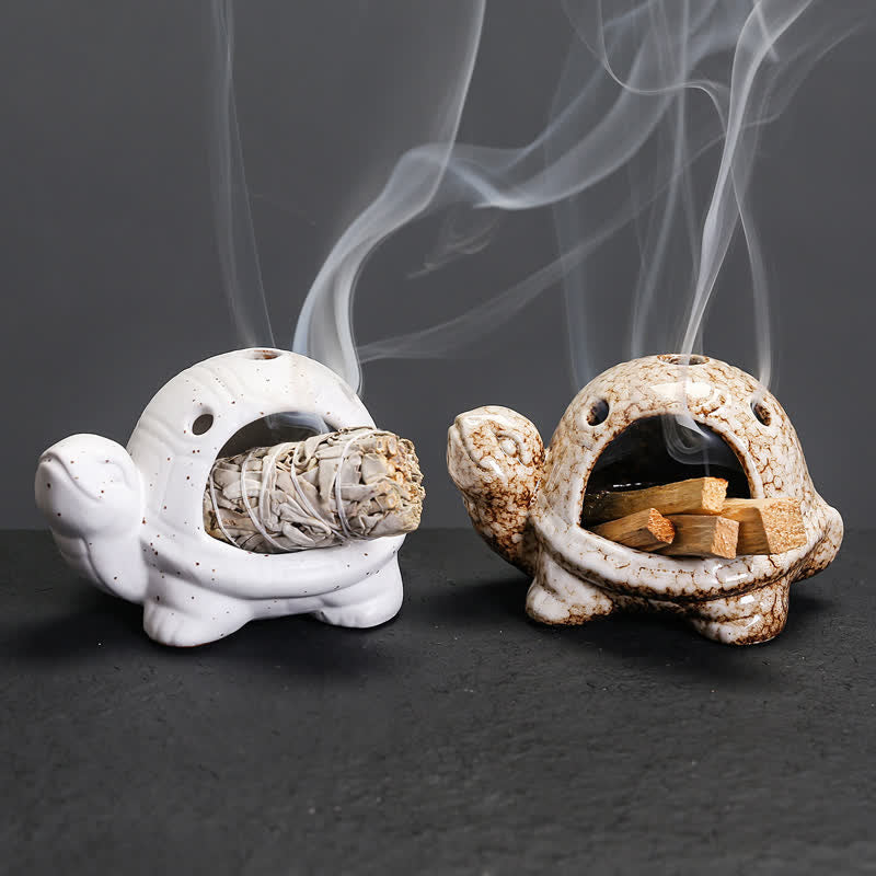 Buddha Stones Brûleur d'encens en céramique Tortue Endurance - image 17