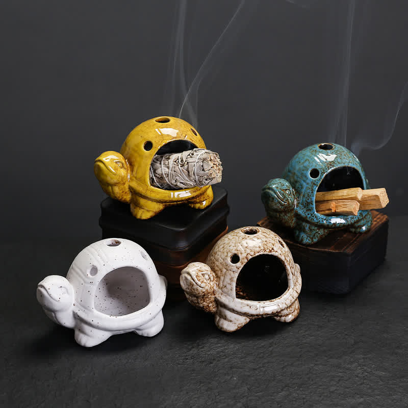 Buddha Stones Brûleur d'encens en céramique Tortue Endurance - image 21