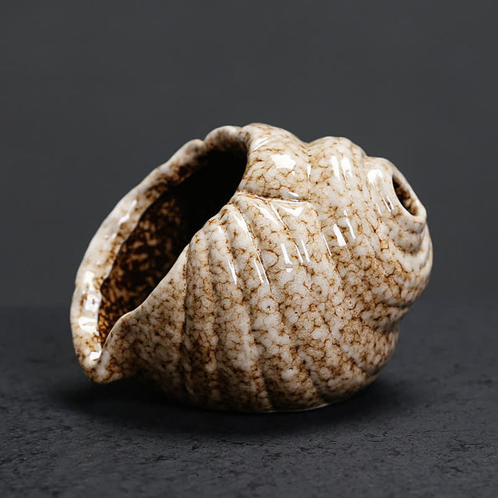 Buddha Stones Brûleurs d'encens en coquillage de conque de purification Shankha en céramique - Beige - image 11