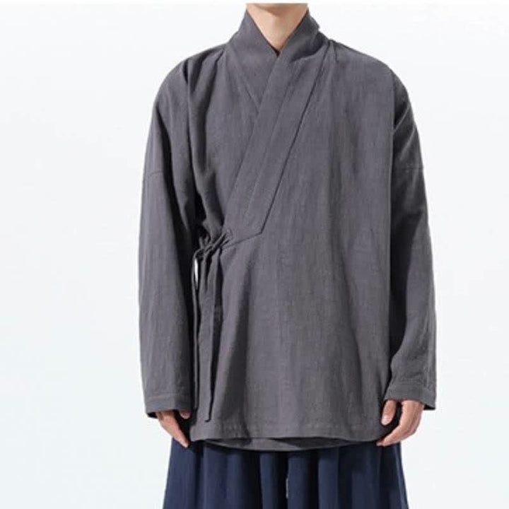 Buddha Stones Kimono homme simple style Tang automne hiver, cordon de serrage, coton uni, poche - image 11