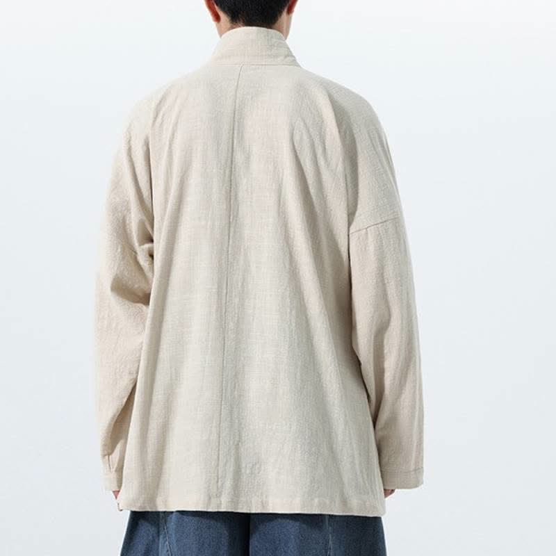 Buddha Stones Kimono homme simple style Tang automne hiver, cordon de serrage, coton uni, poche - image 21