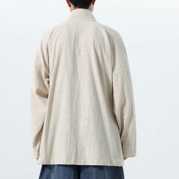 Buddha Stones Kimono homme simple style Tang automne hiver, cordon de serrage, coton uni, poche - image 21