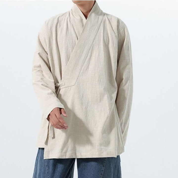 Buddha Stones Kimono homme simple style Tang automne hiver, cordon de serrage, coton uni, poche - image 22