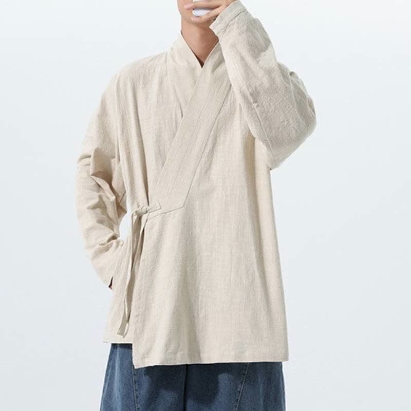 Buddha Stones Kimono homme simple style Tang automne hiver, cordon de serrage, coton uni, poche - image 20