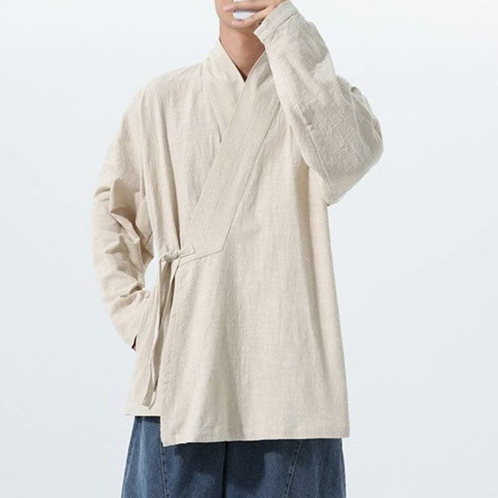 Buddha Stones Kimono homme simple style Tang automne hiver, cordon de serrage, coton uni, poche - image 20