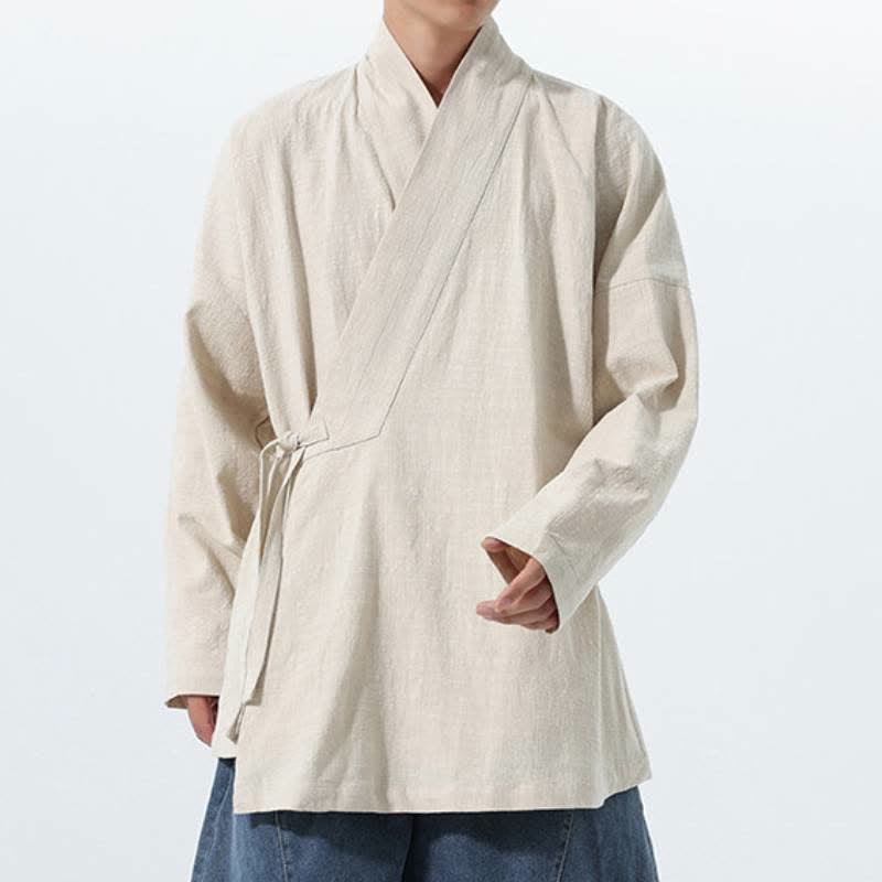 Buddha Stones Kimono homme simple style Tang automne hiver, cordon de serrage, coton uni, poche - image 19