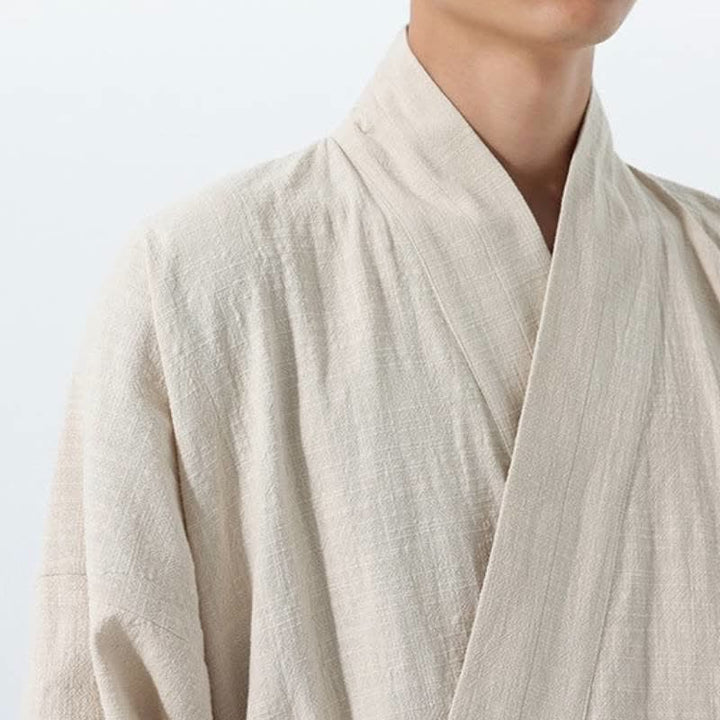 Buddha Stones Kimono homme simple style Tang automne hiver, cordon de serrage, coton uni, poche - image 24
