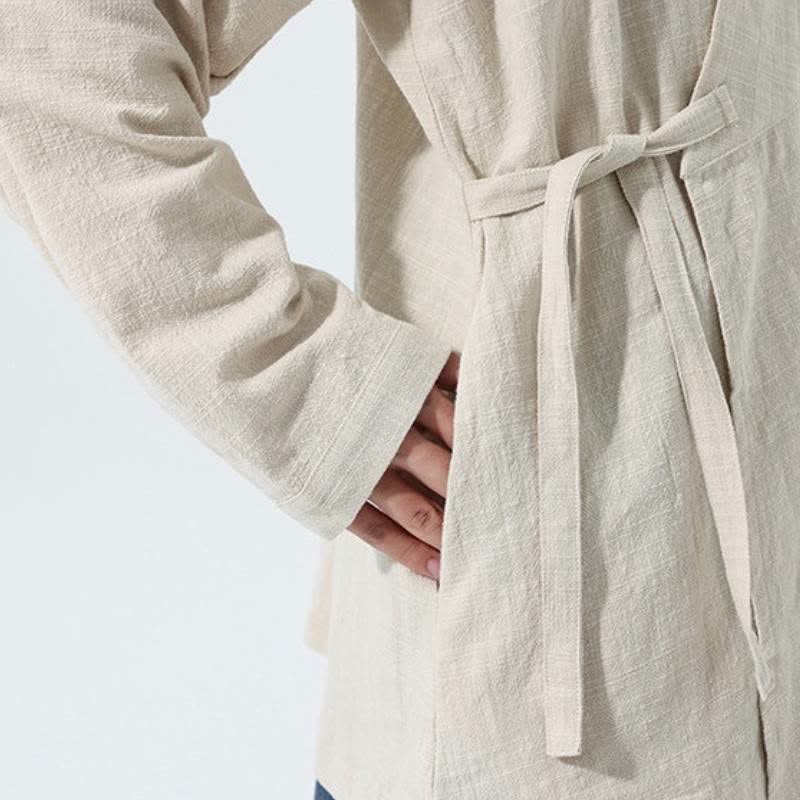 Buddha Stones Kimono homme simple style Tang automne hiver, cordon de serrage, coton uni, poche - image 26