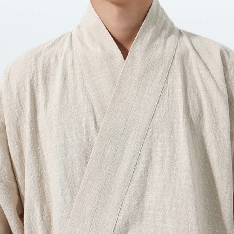 Buddha Stones Kimono homme simple style Tang automne hiver, cordon de serrage, coton uni, poche - image 23