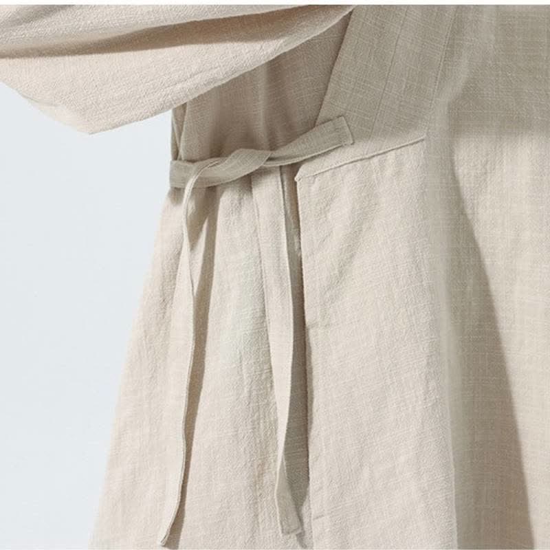 Buddha Stones Kimono homme simple style Tang automne hiver, cordon de serrage, coton uni, poche - image 25