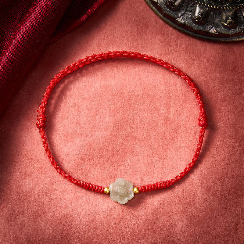 Bracelet de perles d'amour en jade Hetian naturel et Buddha Stones, motif fleur de pêcher - image 2