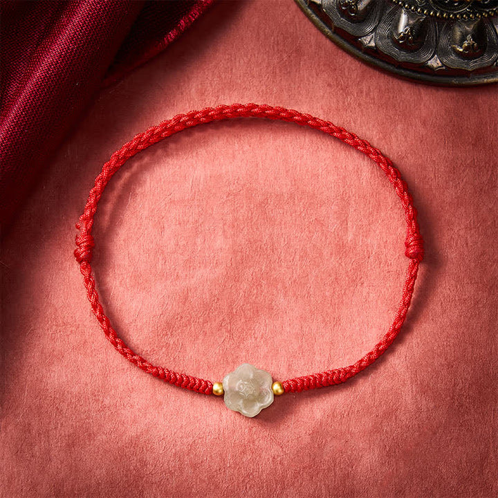 Bracelet de perles d'amour en jade Hetian naturel et Buddha Stones, motif fleur de pêcher - image 2