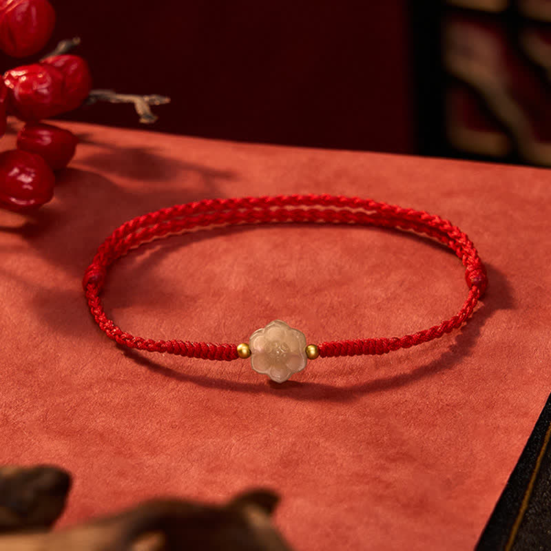 Bracelet de perles d'amour en jade Hetian naturel et Buddha Stones, motif fleur de pêcher - image 1