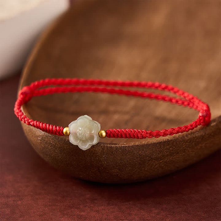 Bracelet de perles d'amour en jade Hetian naturel et Buddha Stones, motif fleur de pêcher - Fleur de pêcher (Tour de poignet : 16-18 cm) - image 0