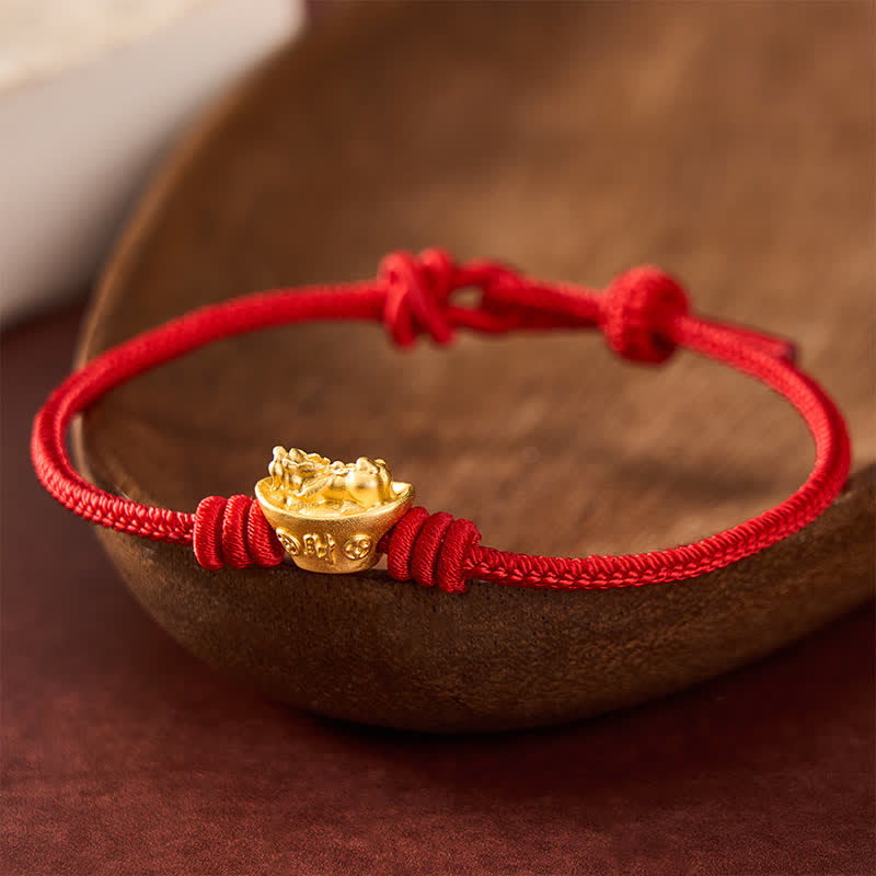 Buddha Stones Bracelet Pi Xiu en alliage à fil rouge, symbole de richesse - Rouge - 6,7–7,5 po/17–19 cm - image 0