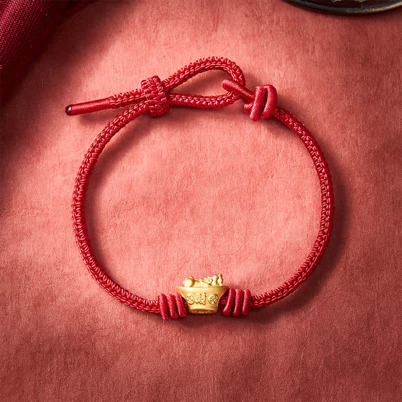 Buddha Stones Bracelet Pi Xiu en alliage à fil rouge, symbole de richesse - Rouge foncé - 6,7–7,5 po/17–19 cm - image 9