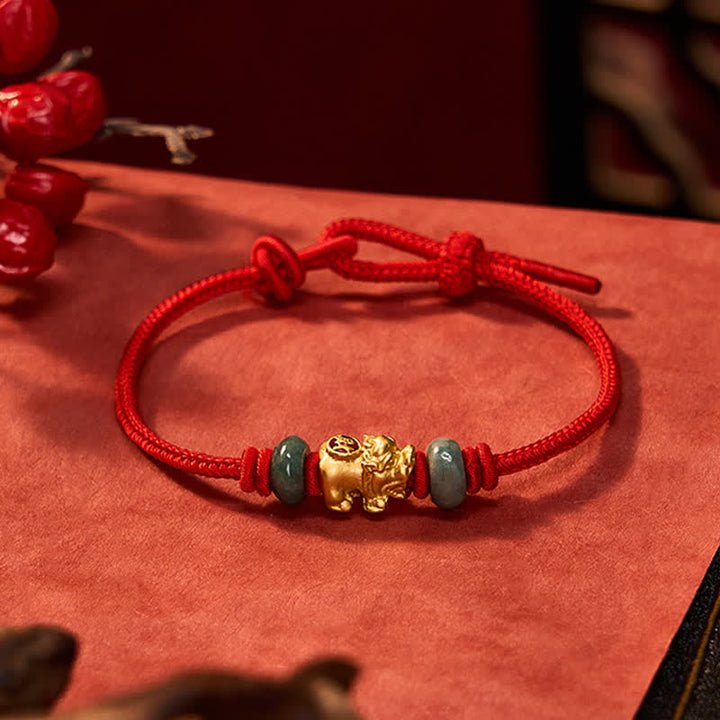 Buddha Stones Bracelet de richesse en alliage Pi Xiu (pièce chinoise) avec cordon rouge - image 3