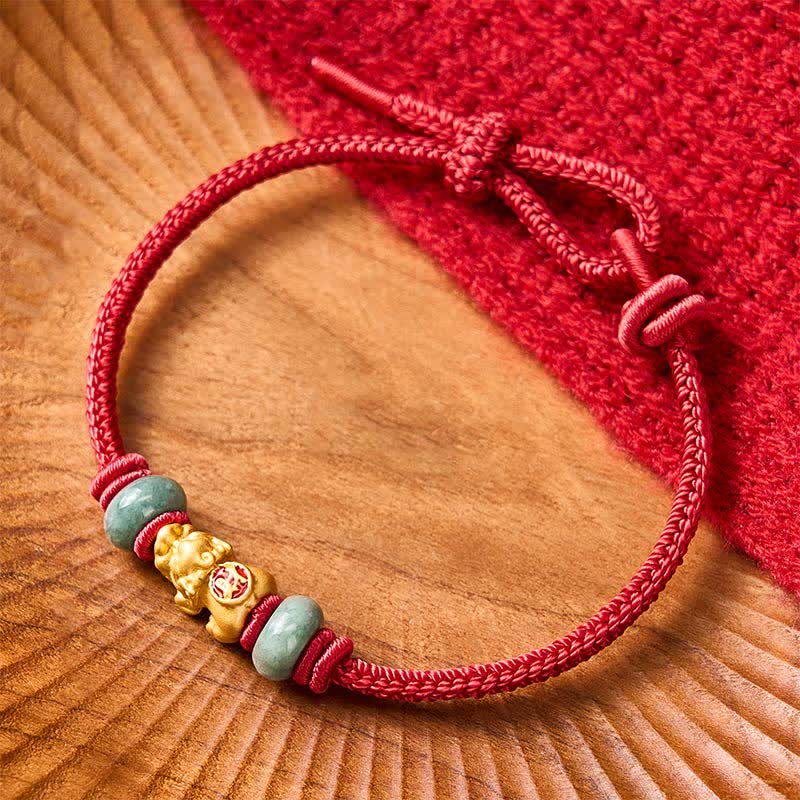 Buddha Stones Bracelet de richesse en alliage Pi Xiu (pièce chinoise) avec cordon rouge - image 11