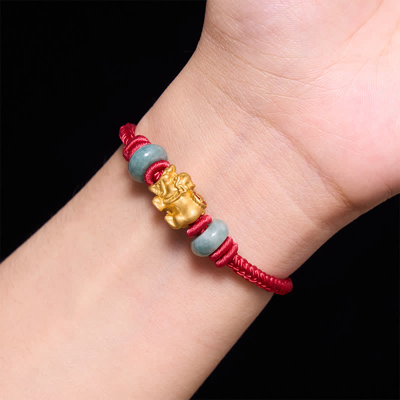 Buddha Stones Bracelet de richesse en alliage Pi Xiu (pièce chinoise) avec cordon rouge - image 13