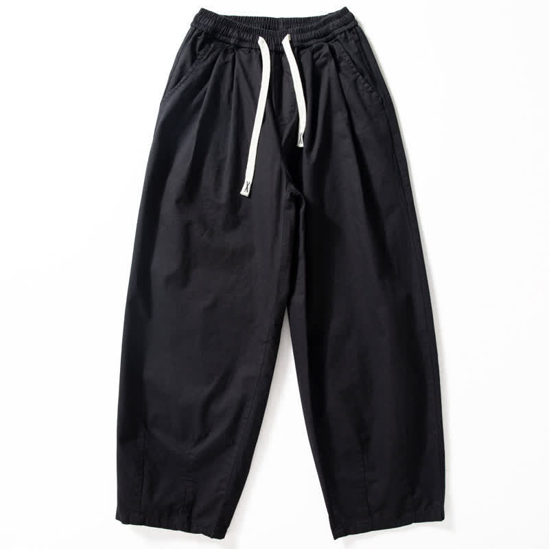 Buddha Stones Pantalon droit pour homme, coupe classique printemps-automne, cordon de serrage à la cheville, couleur unie, avec poches - Noir - US/UK/AU42，EU52 (3XL) - image 1