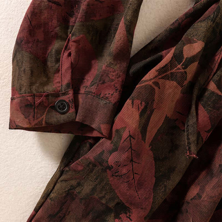 Buddha Stones Robe d'automne élégante à manches longues, boutonnée, à fleurs, style vintage, avec poches - image 13