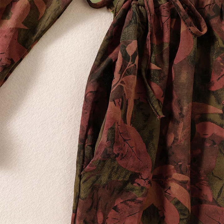 Buddha Stones Robe d'automne élégante à manches longues, boutonnée, à fleurs, style vintage, avec poches - image 14