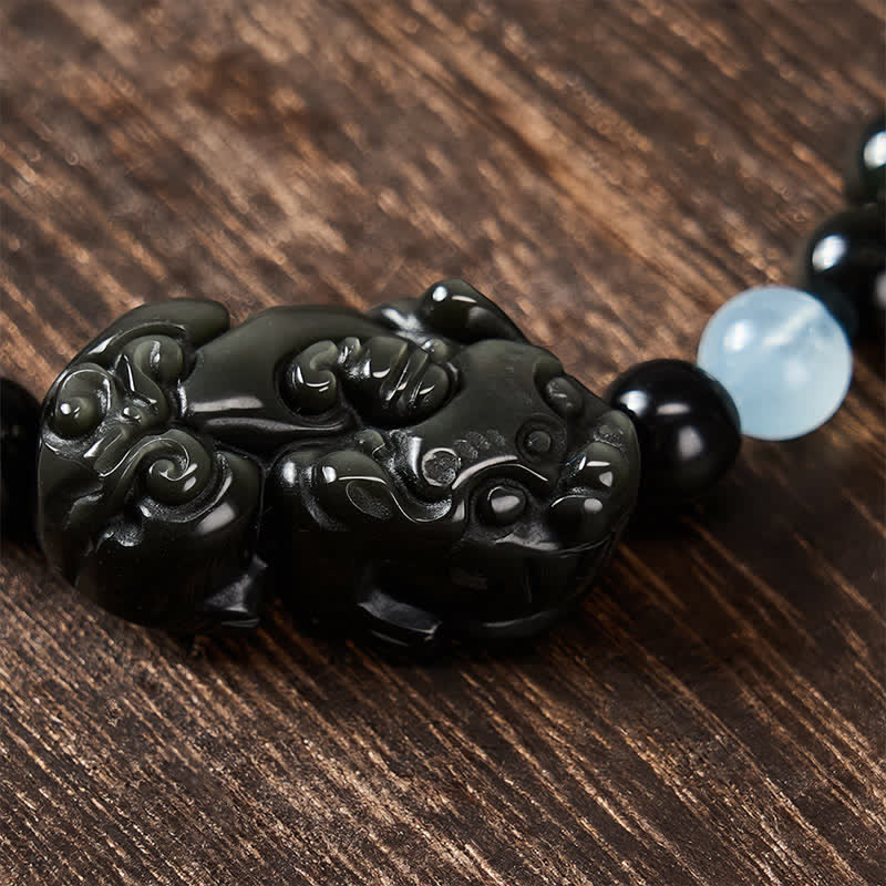 Buddha Stones Bracelet Pi Xiu en obsidienne arc-en-ciel pour la richesse et la transformation positive - image 4