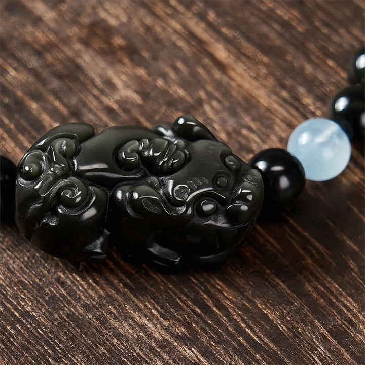 Buddha Stones Bracelet Pi Xiu en obsidienne arc-en-ciel pour la richesse et la transformation positive - image 4