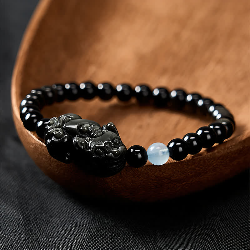Buddha Stones Bracelet Pi Xiu en obsidienne arc-en-ciel pour la richesse et la transformation positive - image 1
