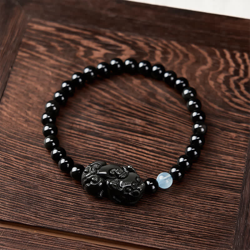 Buddha Stones Bracelet Pi Xiu en obsidienne arc-en-ciel pour la richesse et la transformation positive - image 2
