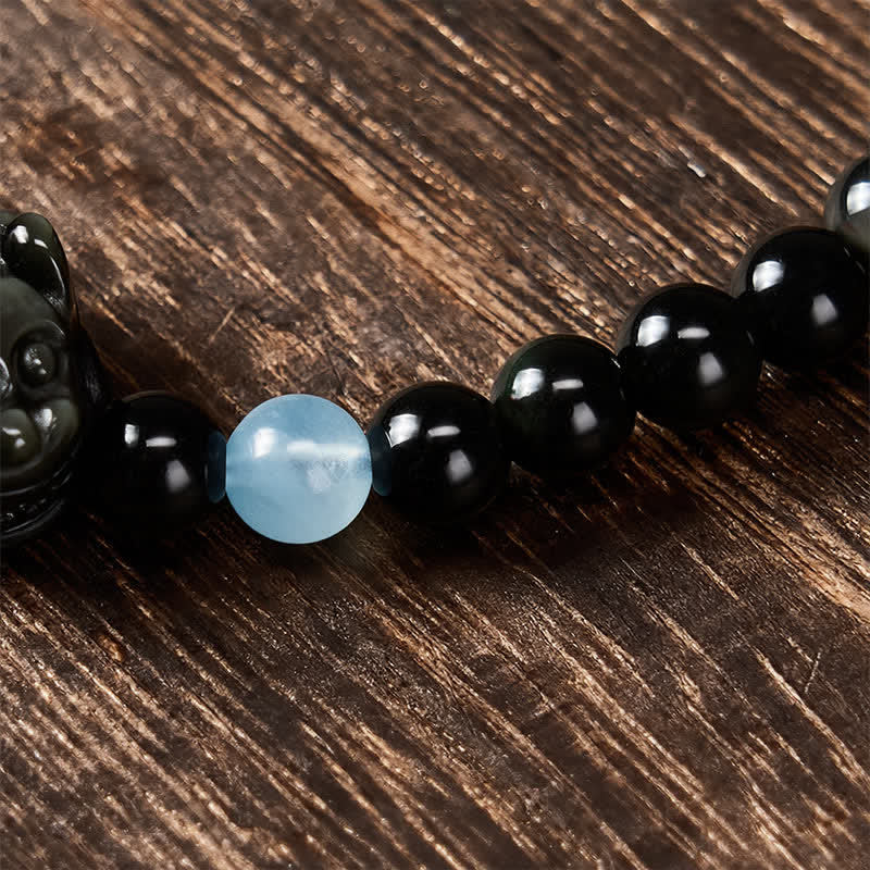 Buddha Stones Bracelet Pi Xiu en obsidienne arc-en-ciel pour la richesse et la transformation positive - image 5
