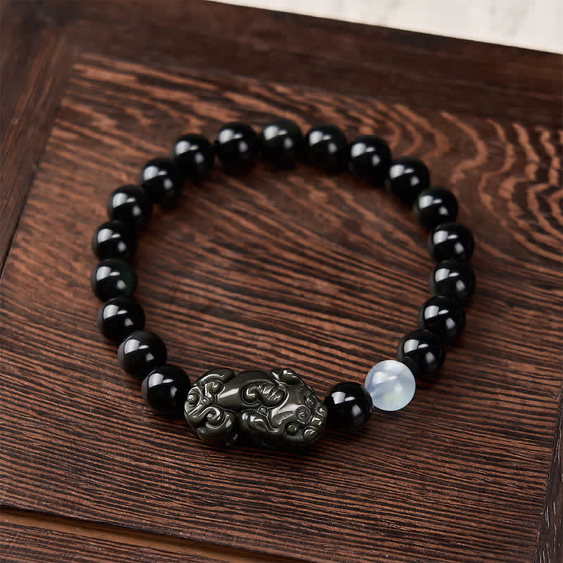 Buddha Stones Bracelet Pi Xiu en obsidienne arc-en-ciel pour la richesse et la transformation positive - image 13