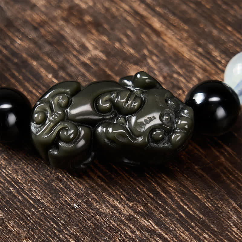 Buddha Stones Bracelet Pi Xiu en obsidienne arc-en-ciel pour la richesse et la transformation positive - image 15