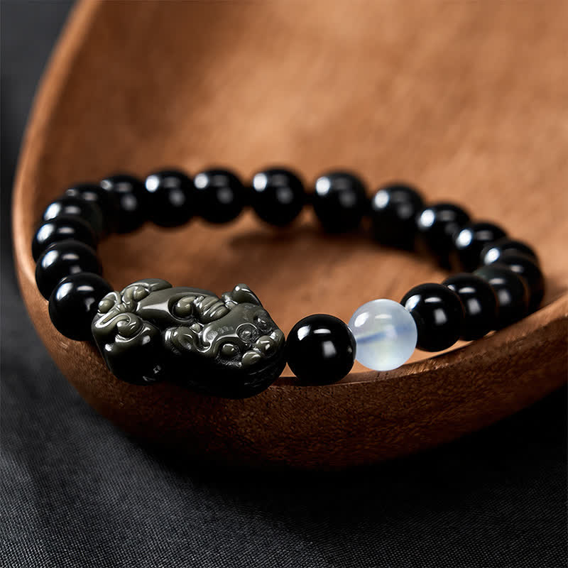 Buddha Stones Bracelet Pi Xiu en obsidienne arc-en-ciel pour la richesse et la transformation positive - image 12
