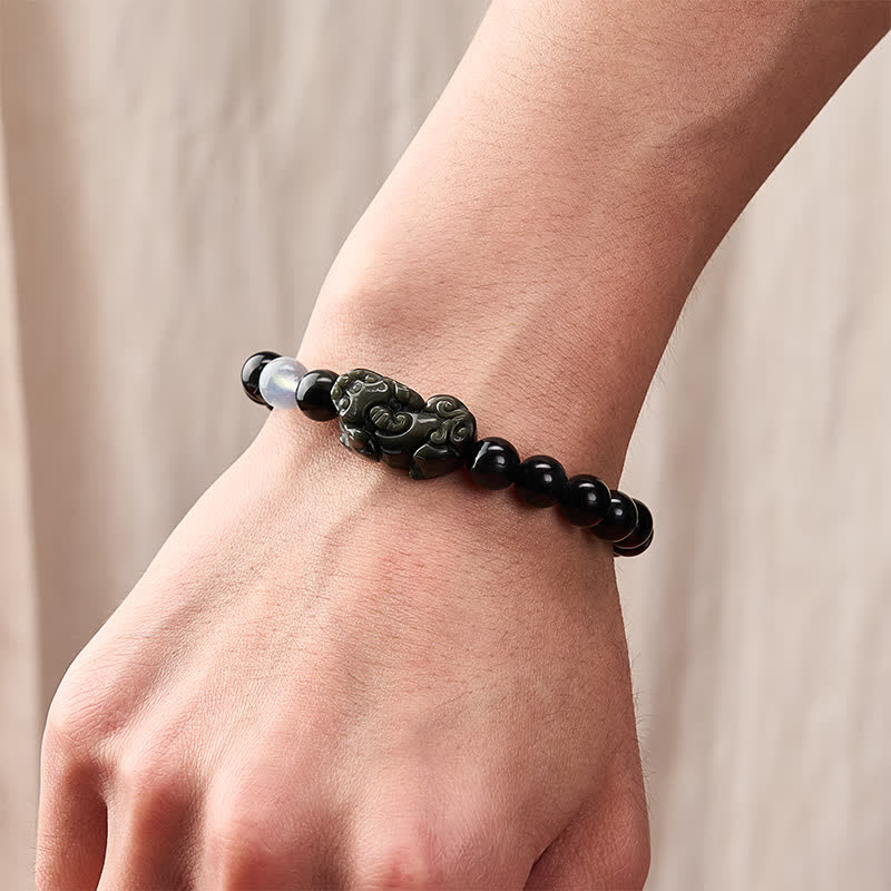 Buddha Stones Bracelet Pi Xiu en obsidienne arc-en-ciel pour la richesse et la transformation positive - image 14