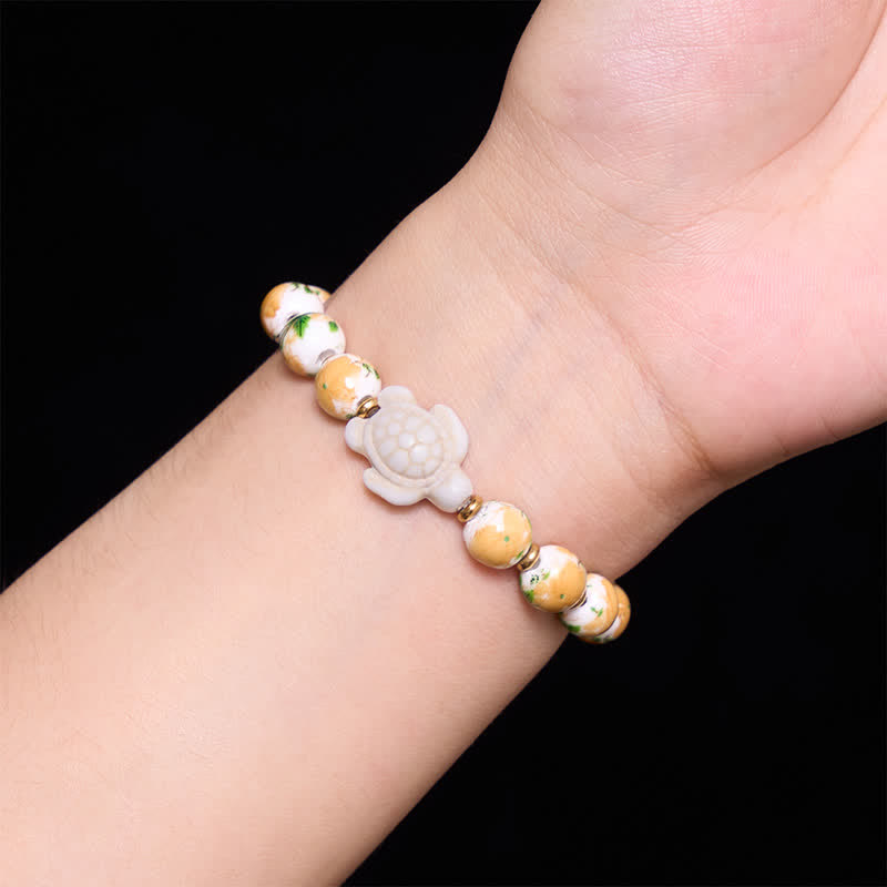 Buddha Stones Bracelet de richesse en turquoise blanche naturelle, motif tortue - image 4