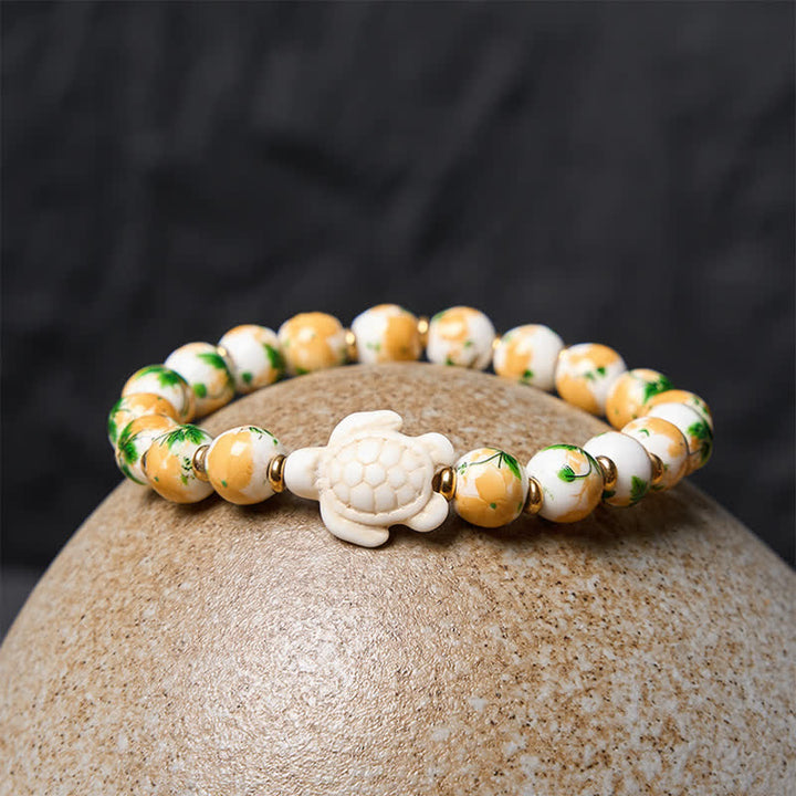 Buddha Stones Bracelet de richesse en turquoise blanche naturelle, motif tortue - image 3