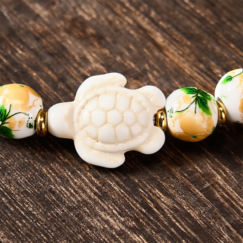 Buddha Stones Bracelet de richesse en turquoise blanche naturelle, motif tortue - image 10