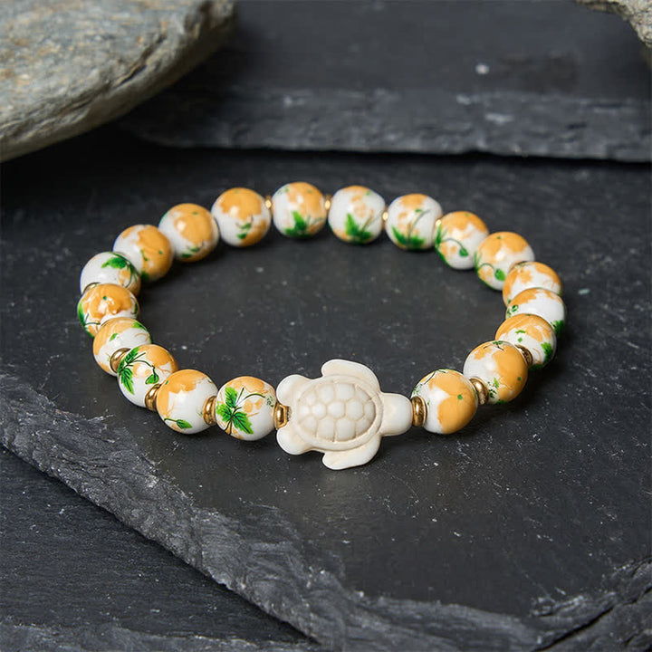 Buddha Stones Bracelet de richesse en turquoise blanche naturelle, motif tortue - image 2
