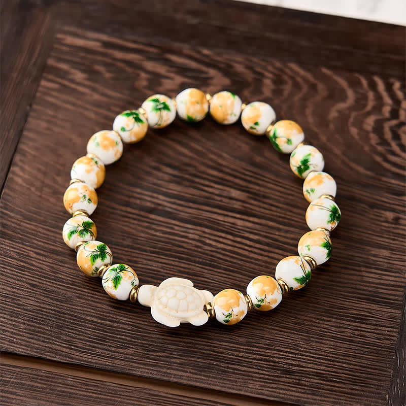Buddha Stones Bracelet de richesse en turquoise blanche naturelle, motif tortue - image 1
