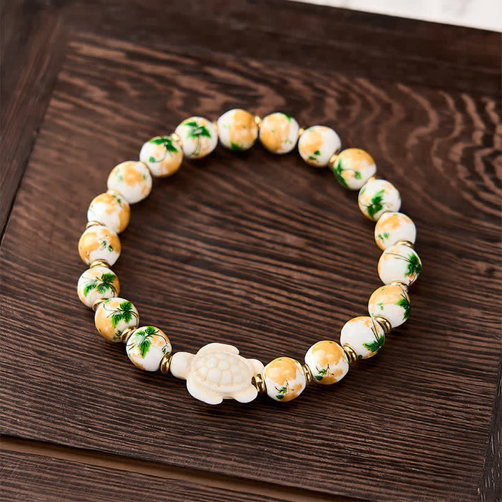 Buddha Stones Bracelet de richesse en turquoise blanche naturelle, motif tortue - image 1